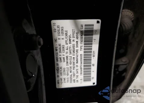 2010 Acura Tl z USA, uszkodzony, nr VIN 19UUA9F51AA006005